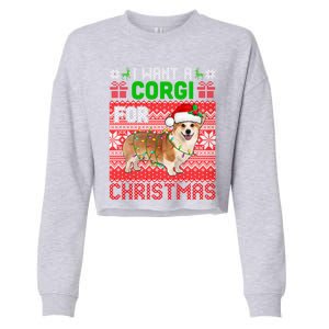 I Want A Corgi For Christmas Santa Dog Lover Owner Gift Cropped Pullover Crew