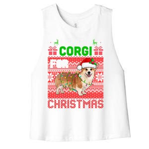 I Want A Corgi For Christmas Santa Dog Lover Owner Gift Women's Racerback Cropped Tank