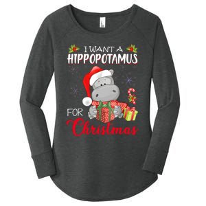 I Want A Hippopotamus For Christmas Xmas Hippo Women's Perfect Tri Tunic Long Sleeve Shirt