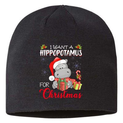 I Want A Hippopotamus For Christmas Xmas Hippo Sustainable Beanie