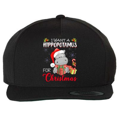 I Want A Hippopotamus For Christmas Xmas Hippo Wool Snapback Cap