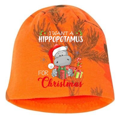 I Want A Hippopotamus For Christmas Xmas Hippo Kati - Camo Knit Beanie