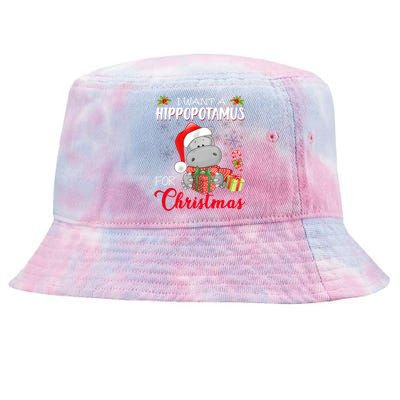 I Want A Hippopotamus For Christmas Xmas Hippo Tie-Dyed Bucket Hat