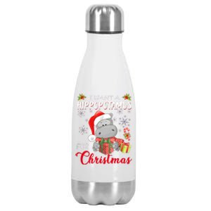 I Want A Hippopotamus For Christmas Xmas Hippo Stainless Steel Insulated Water Bottle