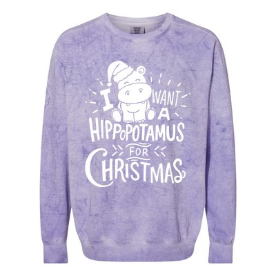 I Want A Hippopotamus For Christmas Xmas Hippo Gift Colorblast Crewneck Sweatshirt