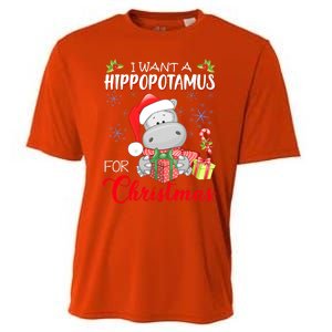 I Want A Hippopotamus For Christmas Cute Hippo  Cooling Performance Crew T-Shirt