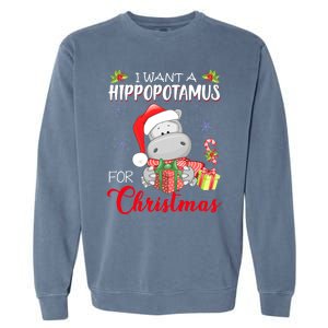 I Want A Hippopotamus For Christmas Cute Hippo  Garment-Dyed Sweatshirt