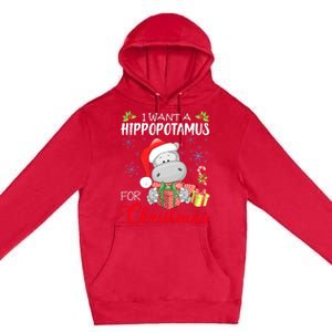 I Want A Hippopotamus For Christmas Cute Hippo  Premium Pullover Hoodie