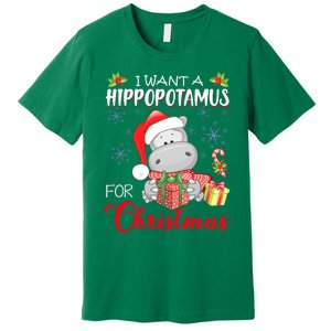 I Want A Hippopotamus For Christmas Cute Hippo  Premium T-Shirt