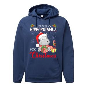 I Want A Hippopotamus For Christmas Cute Hippo  Performance Fleece Hoodie