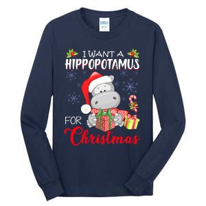 I Want A Hippopotamus For Christmas Cute Hippo  Tall Long Sleeve T-Shirt