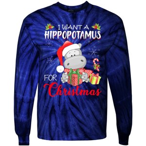 I Want A Hippopotamus For Christmas Cute Hippo  Tie-Dye Long Sleeve Shirt