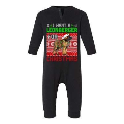 I Want A Leonberger For Christmas Santa Dog Lover Owner Gift Infant Fleece One Piece