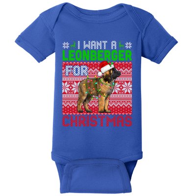 I Want A Leonberger For Christmas Santa Dog Lover Owner Gift Baby Bodysuit