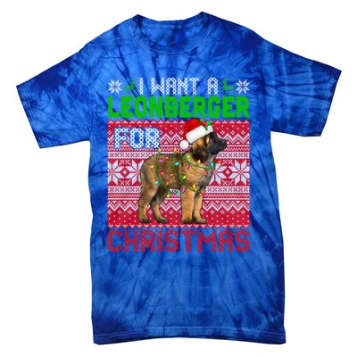 I Want A Leonberger For Christmas Santa Dog Lover Owner Gift Tie-Dye T-Shirt