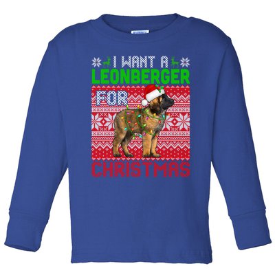 I Want A Leonberger For Christmas Santa Dog Lover Owner Gift Toddler Long Sleeve Shirt