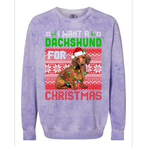 I Want A Dachshund For Christmas Santa Dog Lover Owner Funny Gift Colorblast Crewneck Sweatshirt