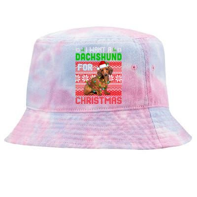 I Want A Dachshund For Christmas Santa Dog Lover Owner Funny Gift Tie-Dyed Bucket Hat