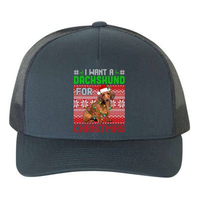 I Want A Dachshund For Christmas Santa Dog Lover Owner Funny Gift Yupoong Adult 5-Panel Trucker Hat