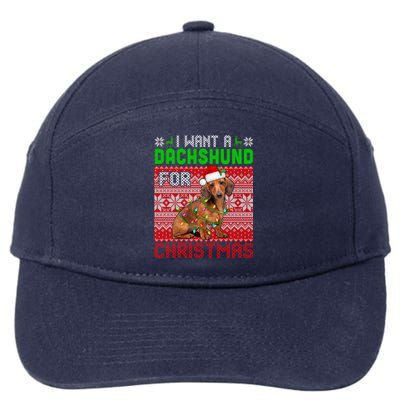 I Want A Dachshund For Christmas Santa Dog Lover Owner Funny Gift 7-Panel Snapback Hat