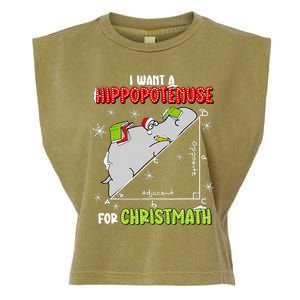 I Want A Hippopotenuse For Christmas Math Lover Hippopotamus Garment-Dyed Women's Muscle Tee