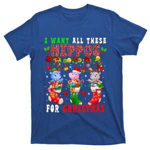 I Want All These Hippos For Xmas Three Santa Reindeer Hippos Great Gift T-Shirt