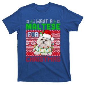 I Want A Maltese For Christmas Santa Dog Lover Owner Gift T-Shirt