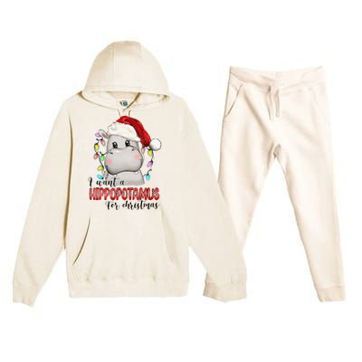 I Want A Hippopotamus For Christmas Xmas Hippo Lover Premium Hooded Sweatsuit Set