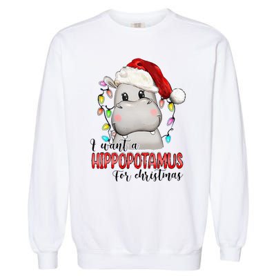 I Want A Hippopotamus For Christmas Xmas Hippo Lover Garment-Dyed Sweatshirt