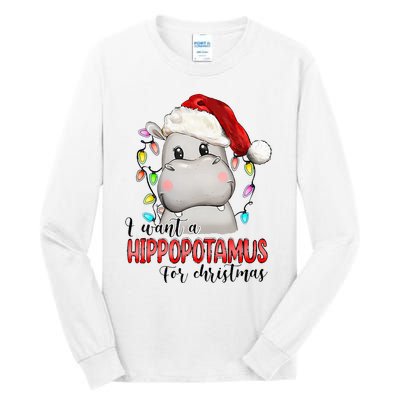 I Want A Hippopotamus For Christmas Xmas Hippo Lover Tall Long Sleeve T-Shirt