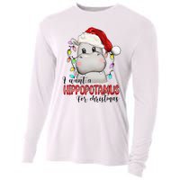 I Want A Hippopotamus For Christmas Xmas Hippo Lover Cooling Performance Long Sleeve Crew