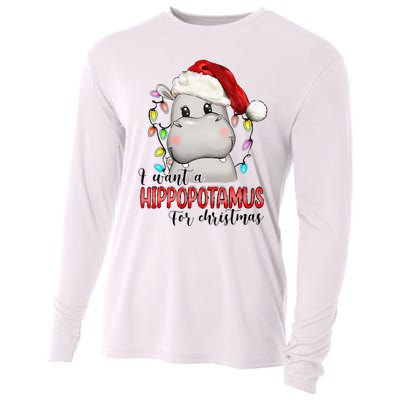 I Want A Hippopotamus For Christmas Xmas Hippo Lover Cooling Performance Long Sleeve Crew