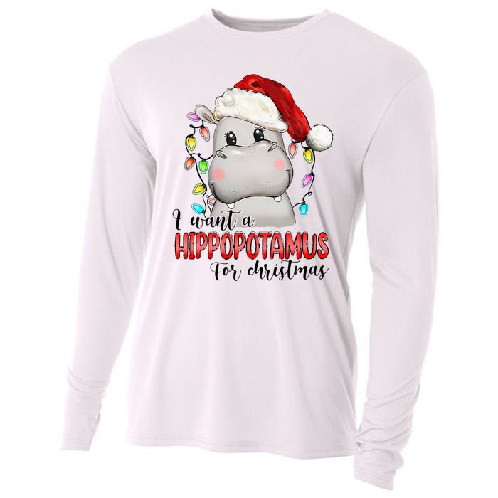 I Want A Hippopotamus For Christmas Xmas Hippo Lover Cooling Performance Long Sleeve Crew