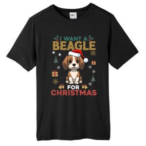 I Want A Beagle For Christmas Cute Dog Lover Family Pajama Gift Tall Fusion ChromaSoft Performance T-Shirt