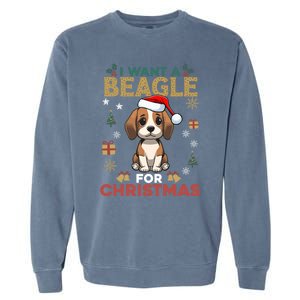 I Want A Beagle For Christmas Cute Dog Lover Family Pajama Gift Garment-Dyed Sweatshirt