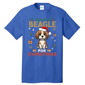 I Want A Beagle For Christmas Cute Dog Lover Family Pajama Gift Tall T-Shirt