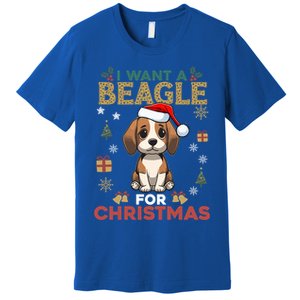 I Want A Beagle For Christmas Cute Dog Lover Family Pajama Gift Premium T-Shirt