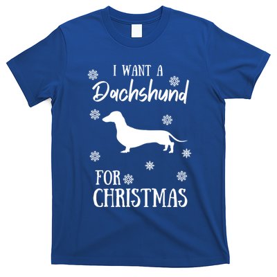 I Want A Dachshund For Christmas Weenie Dog Gift T-Shirt