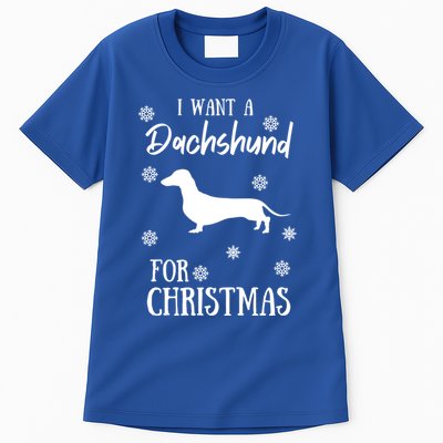 I Want A Dachshund For Christmas Weenie Dog Gift Tall T-Shirt