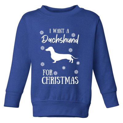 I Want A Dachshund For Christmas Weenie Dog Gift Toddler Sweatshirt