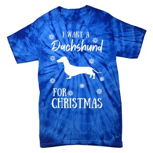 I Want A Dachshund For Christmas Weenie Dog Gift Tie-Dye T-Shirt