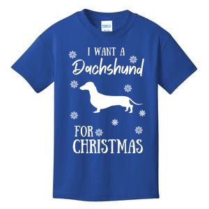 I Want A Dachshund For Christmas Weenie Dog Gift Kids T-Shirt