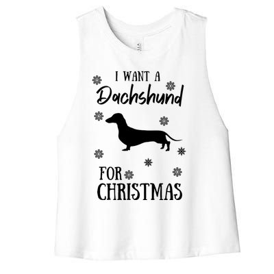 I Want A Dachshund For Christmas Weenie Dog Gift Women's Racerback Cropped Tank