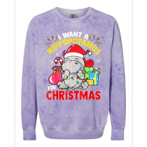 I Want A Hippopotamus For Christmas Hippo Christmas Pajamas Gift Colorblast Crewneck Sweatshirt