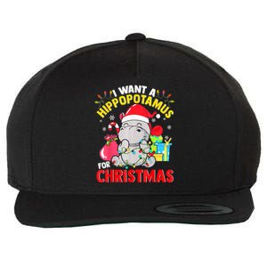 I Want A Hippopotamus For Christmas Hippo Christmas Pajamas Gift Wool Snapback Cap