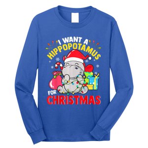 I Want A Hippopotamus For Christmas Hippo Christmas Pajamas Gift Long Sleeve Shirt