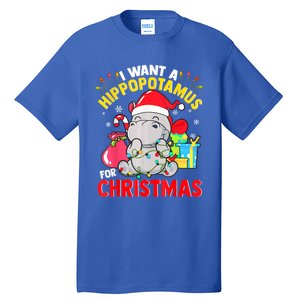 I Want A Hippopotamus For Christmas Hippo Christmas Pajamas Gift Tall T-Shirt