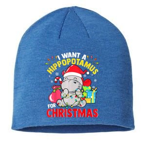 I Want A Hippopotamus For Christmas Hippo Christmas Pajamas Gift Sustainable Beanie