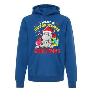 I Want A Hippopotamus For Christmas Hippo Christmas Pajamas Gift Premium Hoodie