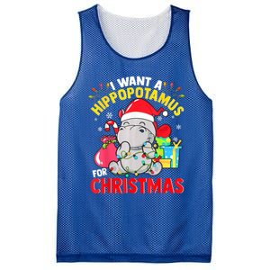 I Want A Hippopotamus For Christmas Hippo Christmas Pajamas Gift Mesh Reversible Basketball Jersey Tank